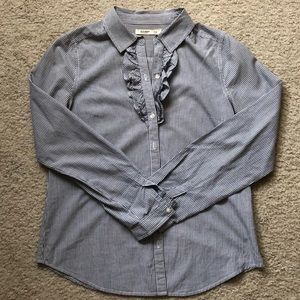 Stripe Ruffle Button Down